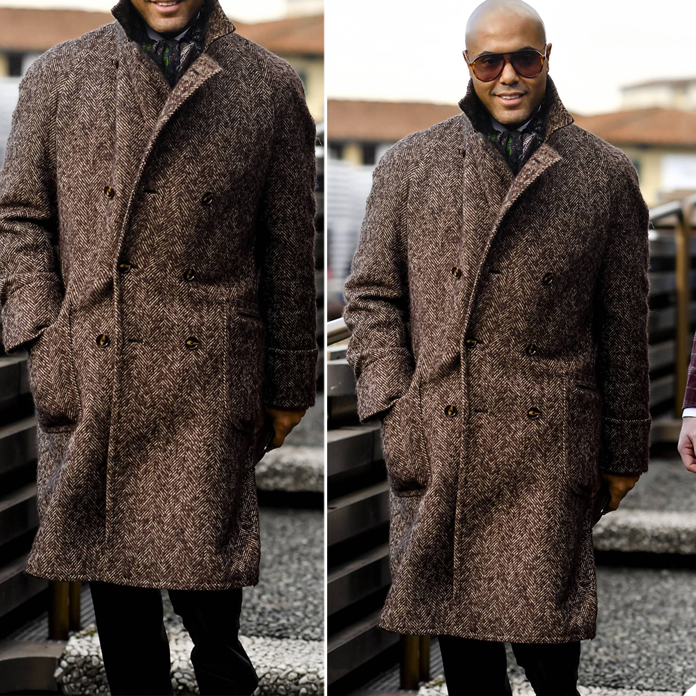 Men Formal Wear With Blazer - Winter Warm Thick Tweed Men's Coat