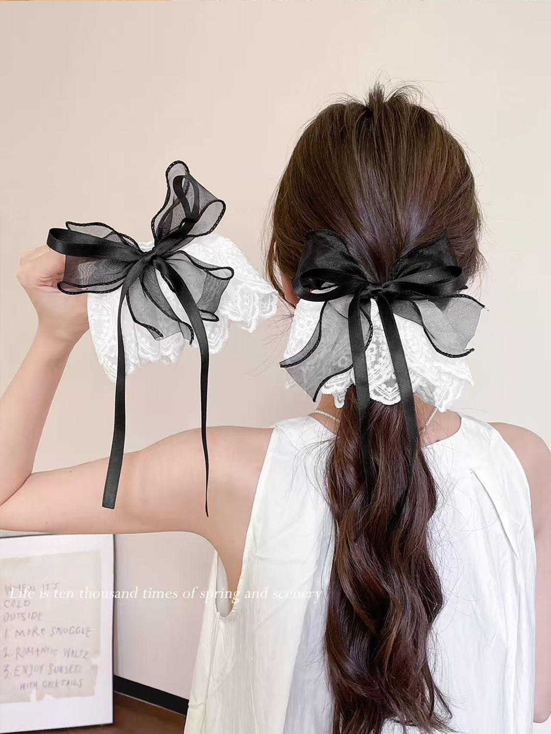 Tie Bar Clip - 1pc korean lace skirt bow low