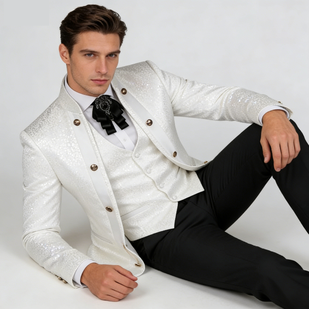 Men Formal Wear With Blazer - Men's Three-Piece Suit Floral Botanical Blazer