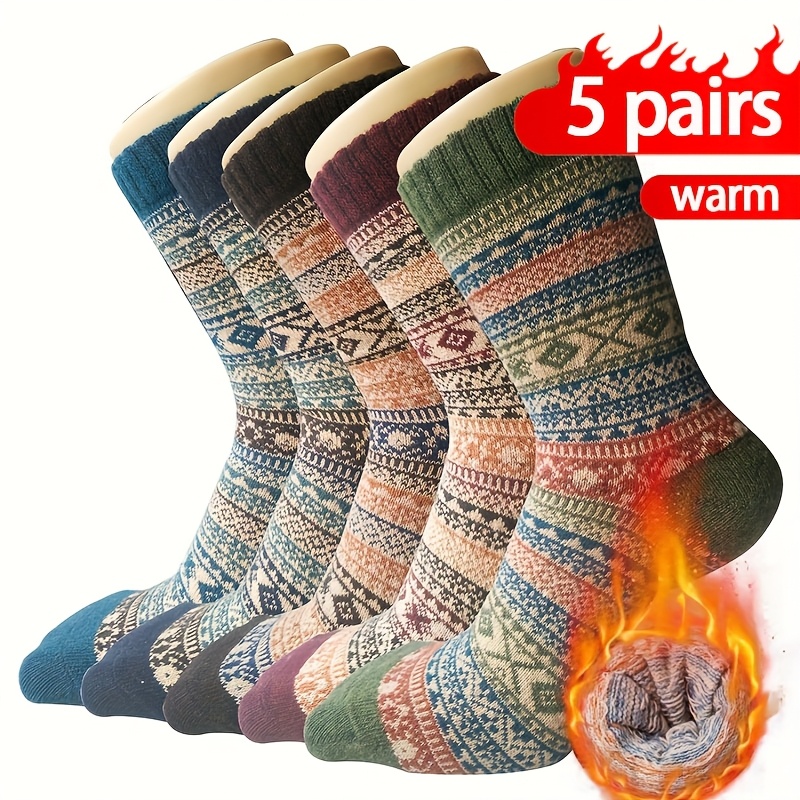 Sock Garter Men - 5 Pairs of Winter Retro Thick