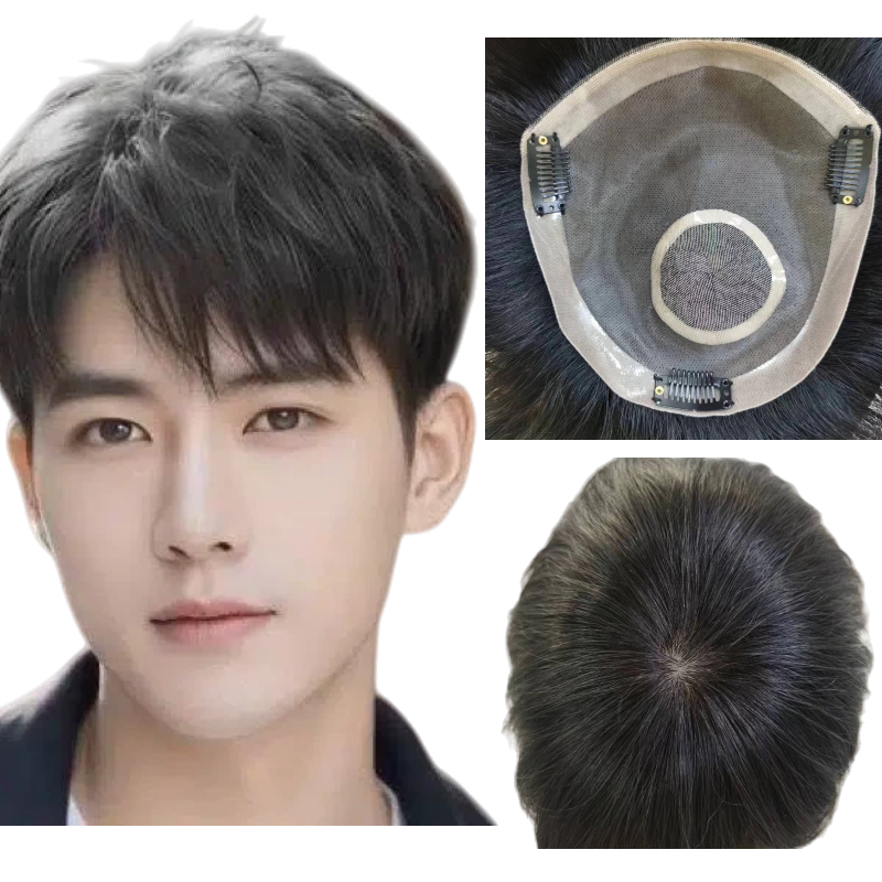 100% Human Hair Men Toupee Mon - Tie Bar Clip incelemesi ve fiyatı