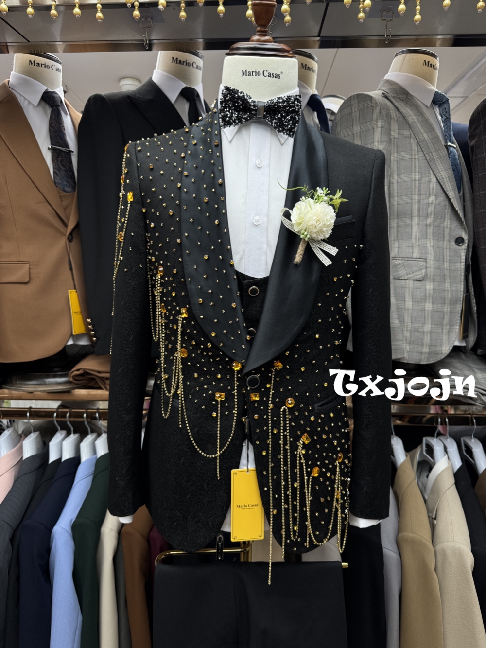 New Golden Beaded Tassel Suit  - Men Formal Wear With Blazer incelemesi ve fiyatı