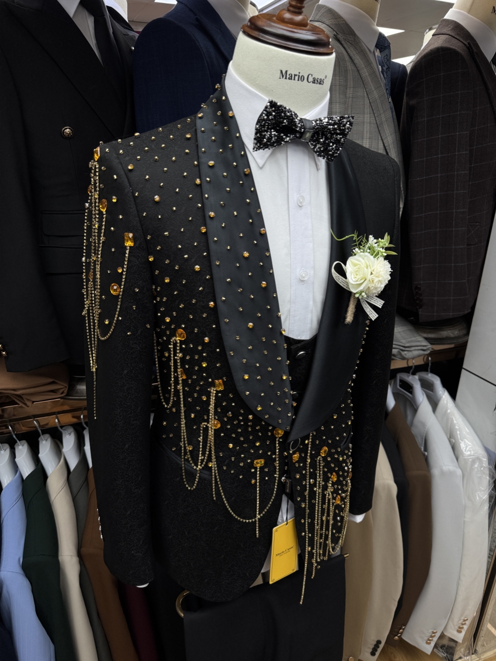 New Golden Beaded Tassel Suit  - Men Formal Wear With Blazer incelemesi ve fiyatı