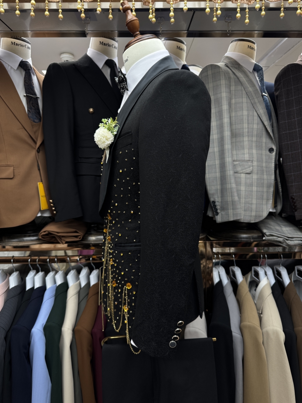 New Golden Beaded Tassel Suit  - Men Formal Wear With Blazer incelemesi ve fiyatı