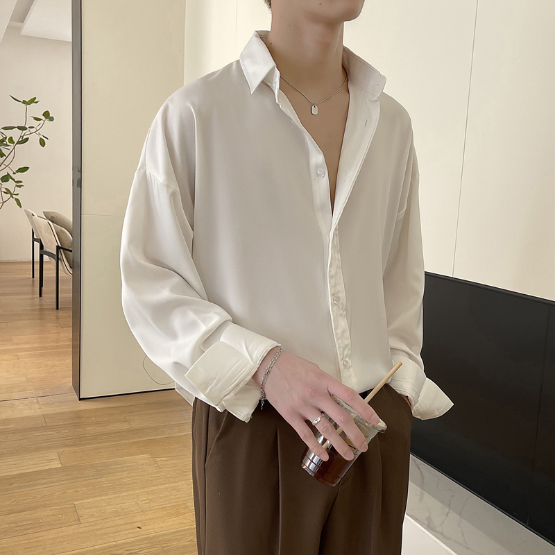White Long Sleeved Shirt Men O - Korean Men Formal Wear incelemesi ve fiyatı
