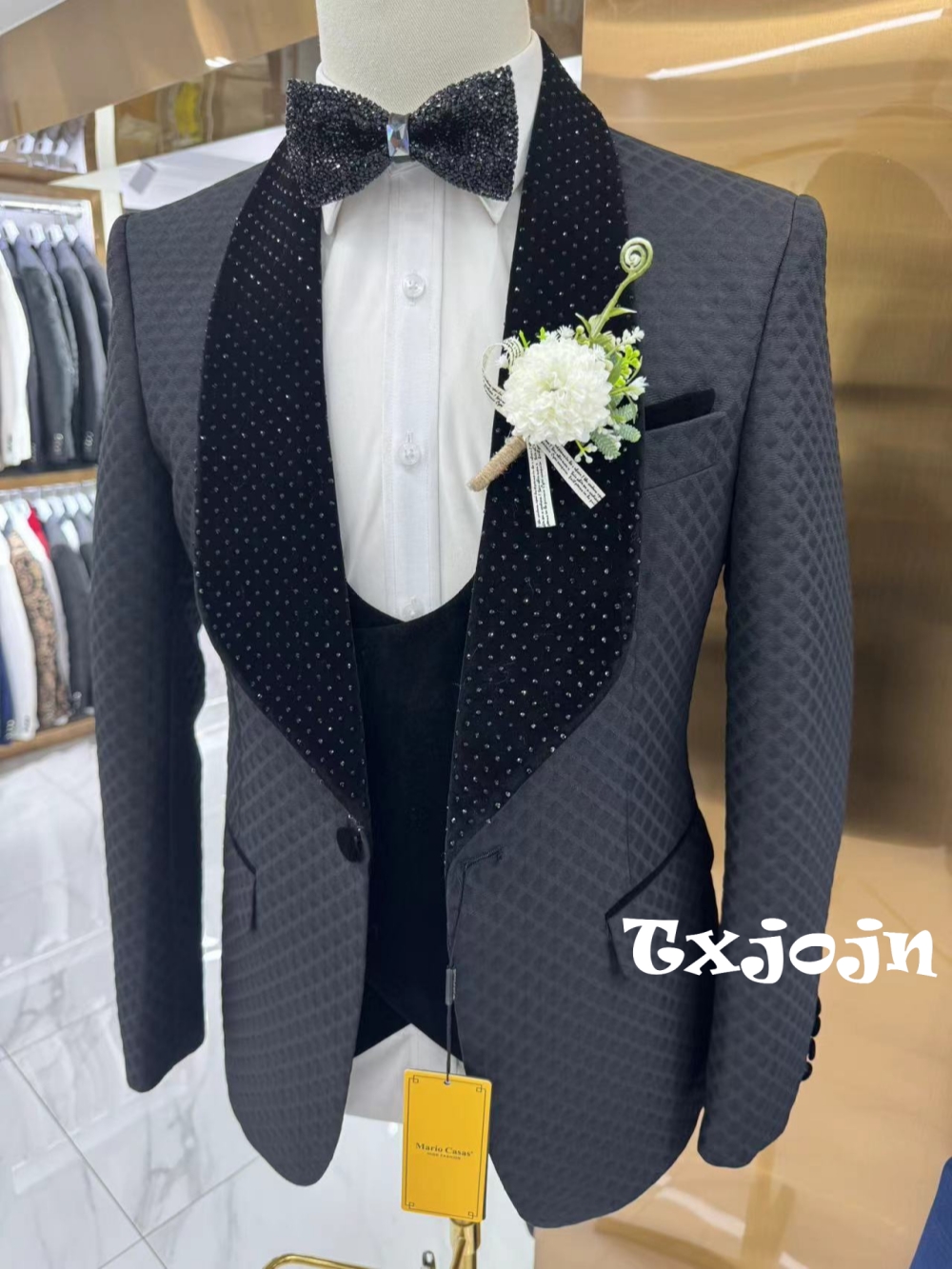 New Luxurious Beaded Tuxedo 3  - Men Formal Wear With Blazer incelemesi ve fiyatı
