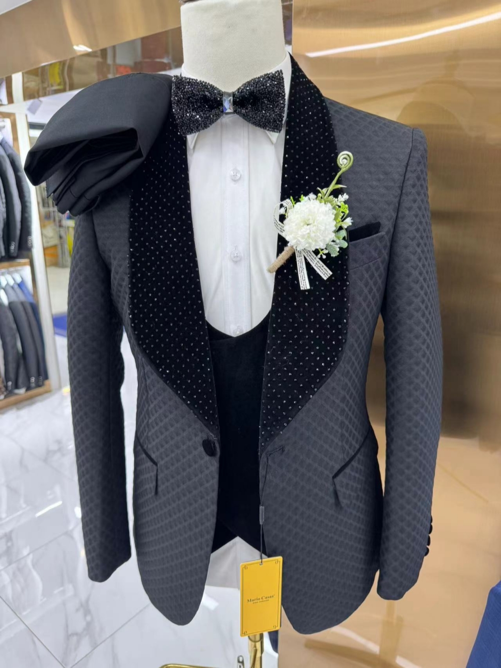 New Luxurious Beaded Tuxedo 3  - Men Formal Wear With Blazer incelemesi ve fiyatı