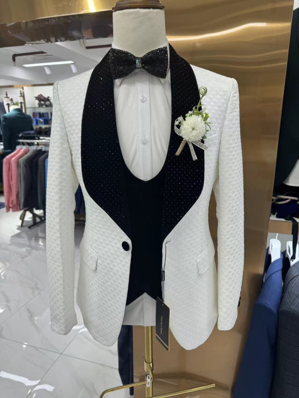 New Luxurious Beaded Tuxedo 3  - Men Formal Wear With Blazer incelemesi ve fiyatı