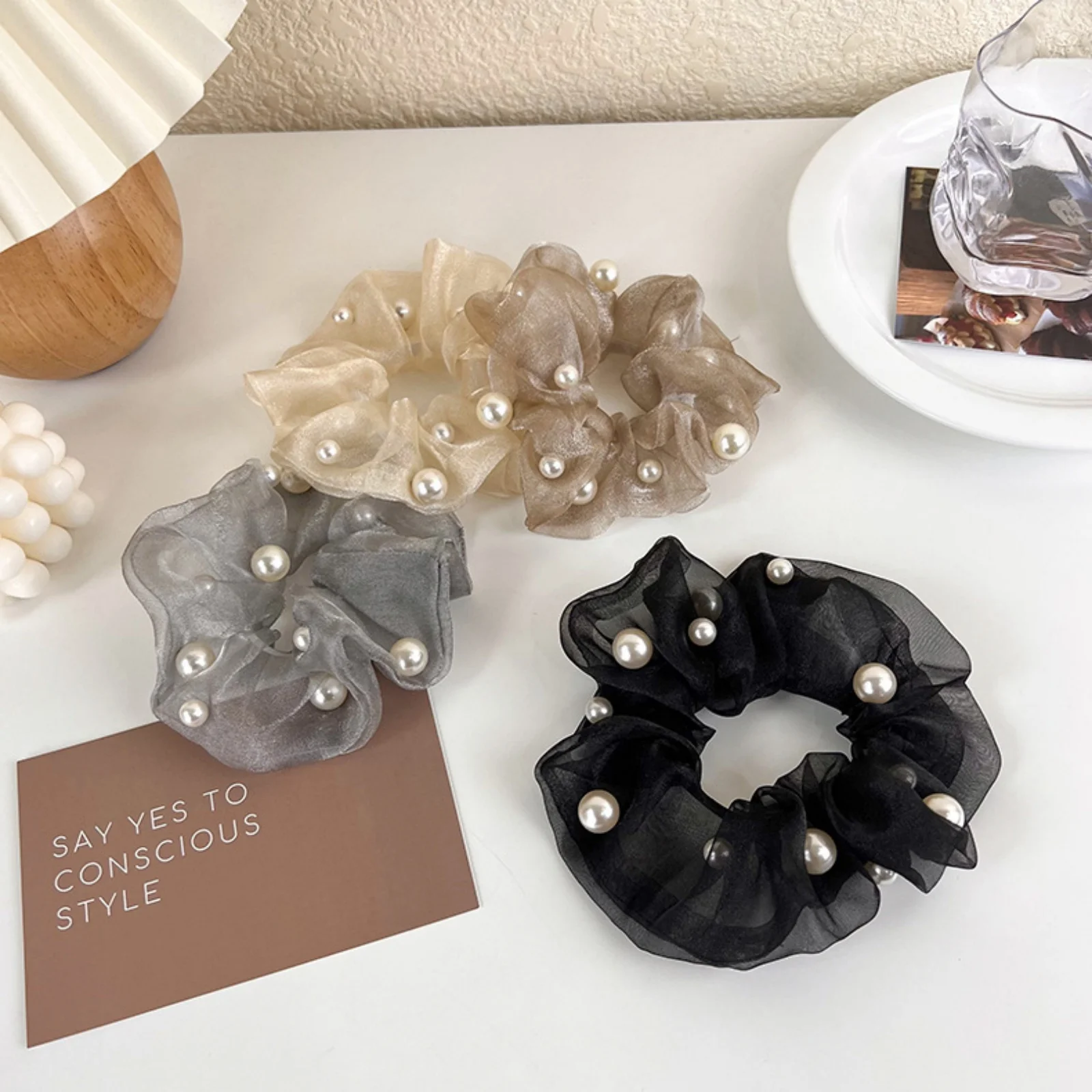 1PC Elegant Organza Scrunchies - Tie Bar Clip incelemesi ve fiyatı