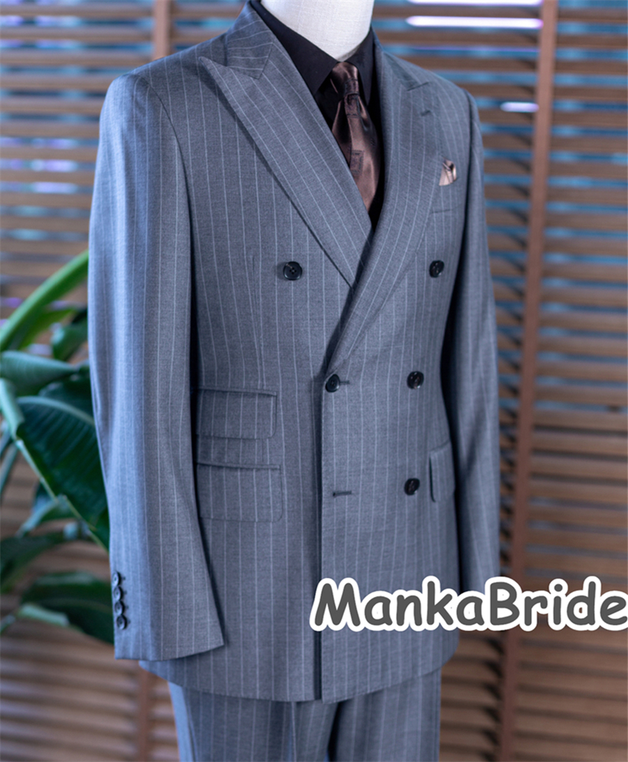 Grey Stripe Double Breast Clas - Men Formal Wear With Blazer incelemesi ve fiyatı