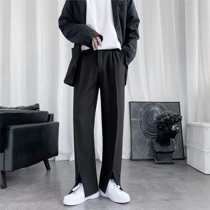 Spring/Summer Black Suit Pants - Korean Men Formal Wear incelemesi ve fiyatı
