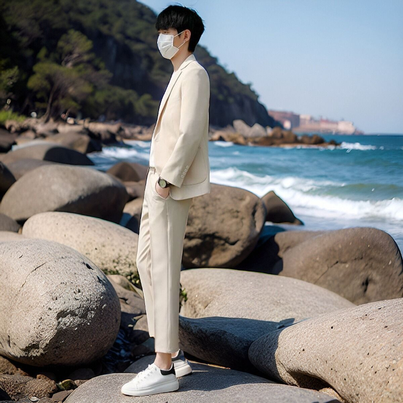 Men's Lightweight Summer Suit  - Korean Men Formal Wear incelemesi ve fiyatı