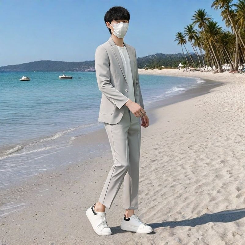 Men's Lightweight Summer Suit  - Korean Men Formal Wear incelemesi ve fiyatı