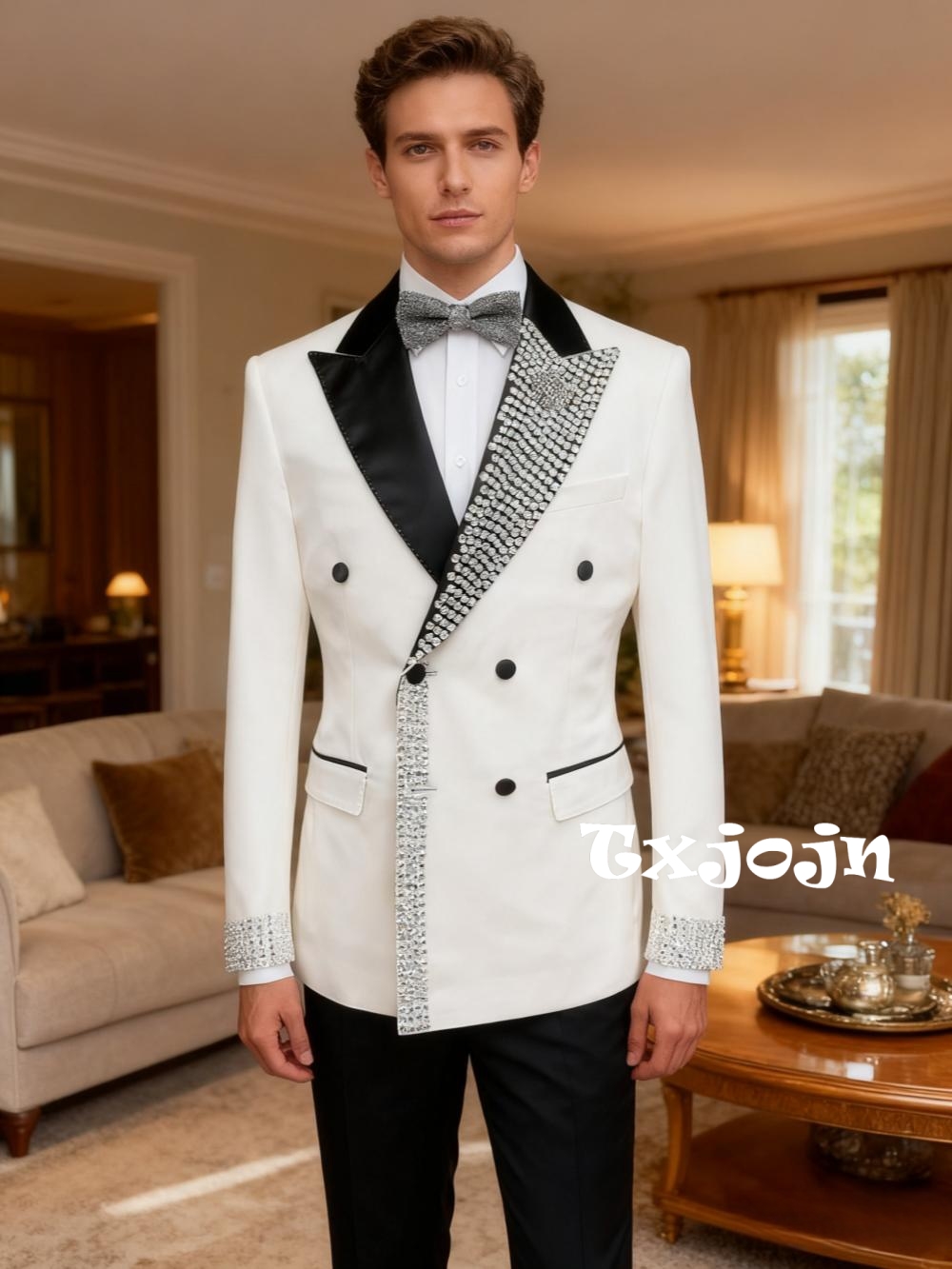 Dazzling Luxury Beaded Men's S - Men'S Formal Wear For Engagement incelemesi ve fiyatı