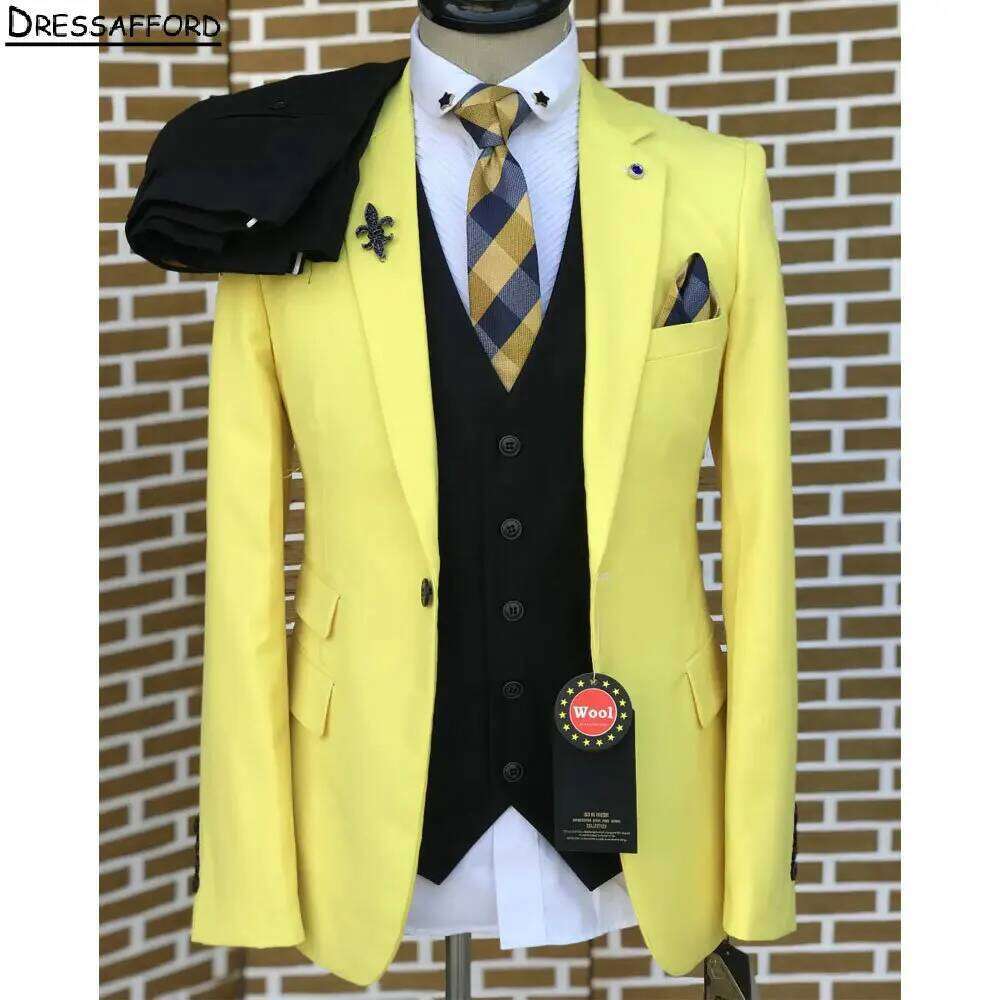 Yellow Elegant Men Business Fo - Formal Wear For Men Yellow incelemesi ve fiyatı
